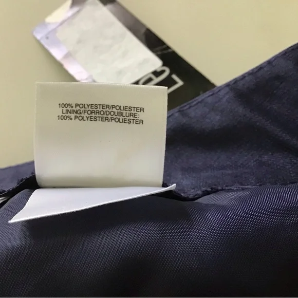 Le Suit Blue Textured Satin Straight Leg Lined Trouser Pant Size 4 - Picture 7 of 7